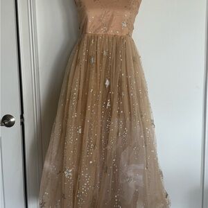 Sparkling Starry Kids Formal Dress in Gold